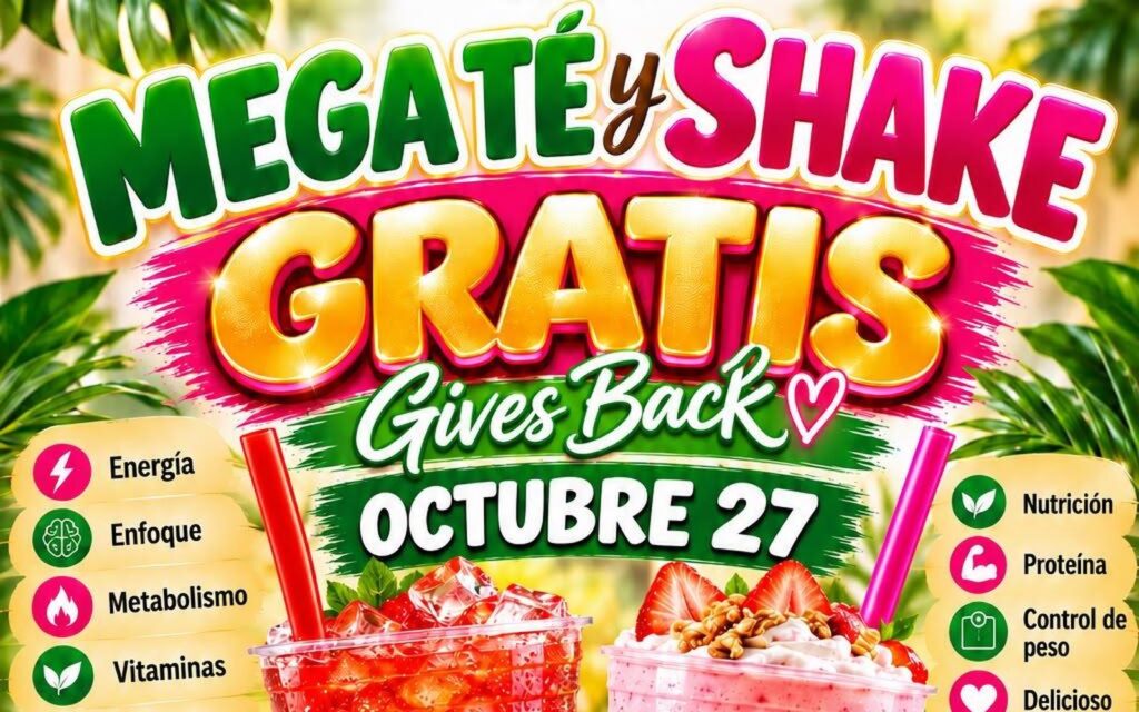Mega tea and shake free at Club de Nutricion Body Fit on October 27