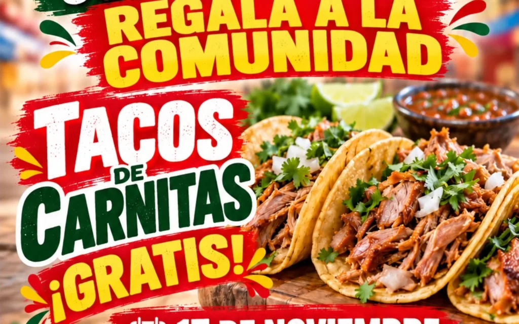 Free tacos de carnitas at Roxana Deli II on November 17