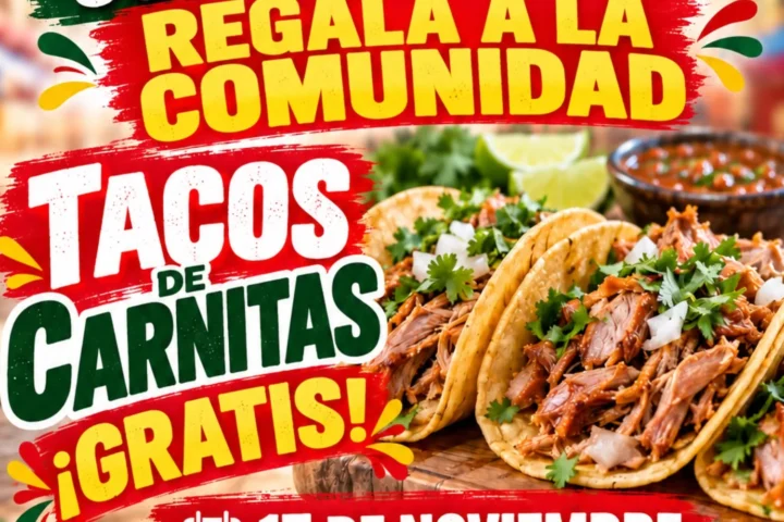 Free tacos de carnitas at Roxana Deli II on November 17